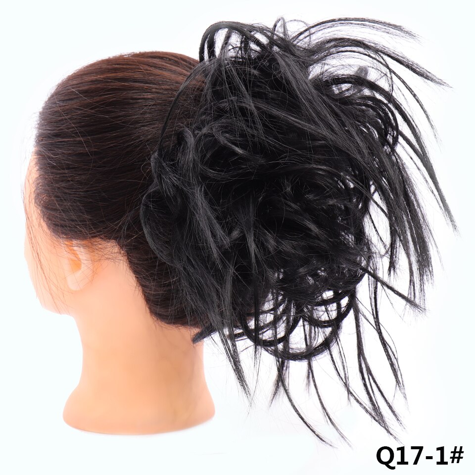 LUPU-Chignon de cheveux bouclés et salis | Extension de cheveux extensible pour femmes, Extension de cheveux couleur Ombre pour femmes: 1