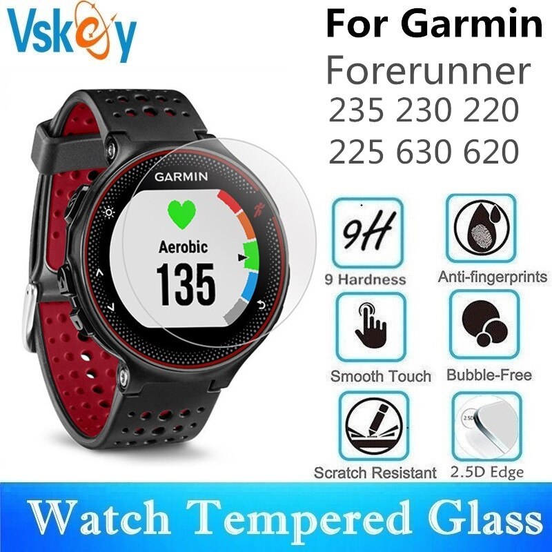 Vskey 100 stk herdet glass til garmin forløper 235 230 220 225 630 620 skjermbeskytter sport smart se beskyttende film