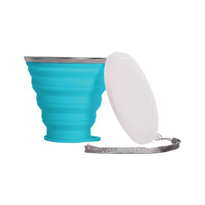 Gobelet de voyage rétractable en Silicone, à presser, pliable, pour boire du thé, Portable, télescopique, pour l&#39;extérieur: 250ml Dk Blue