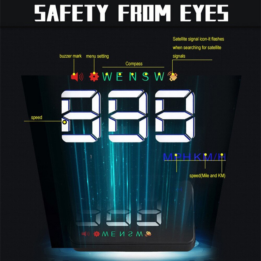 Head up display3.5 Inch Car GPS Head-up Display White HUD Display Screen Display Automotive General Black