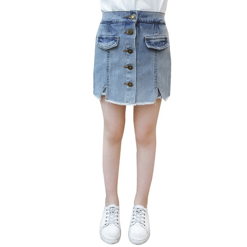 Børn pige denim shorts under nederdel sommer teenagere pige plisseret nederdel halv shorts stil børn afslappet tøj 4-13t