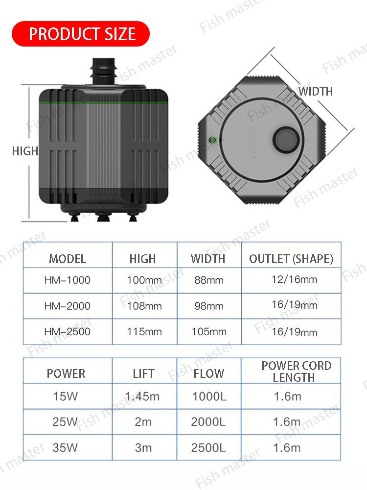 High Power Ultra-quiet fish tank aquarium circulating filter pumping water purification filter pump submersible pump water pump
