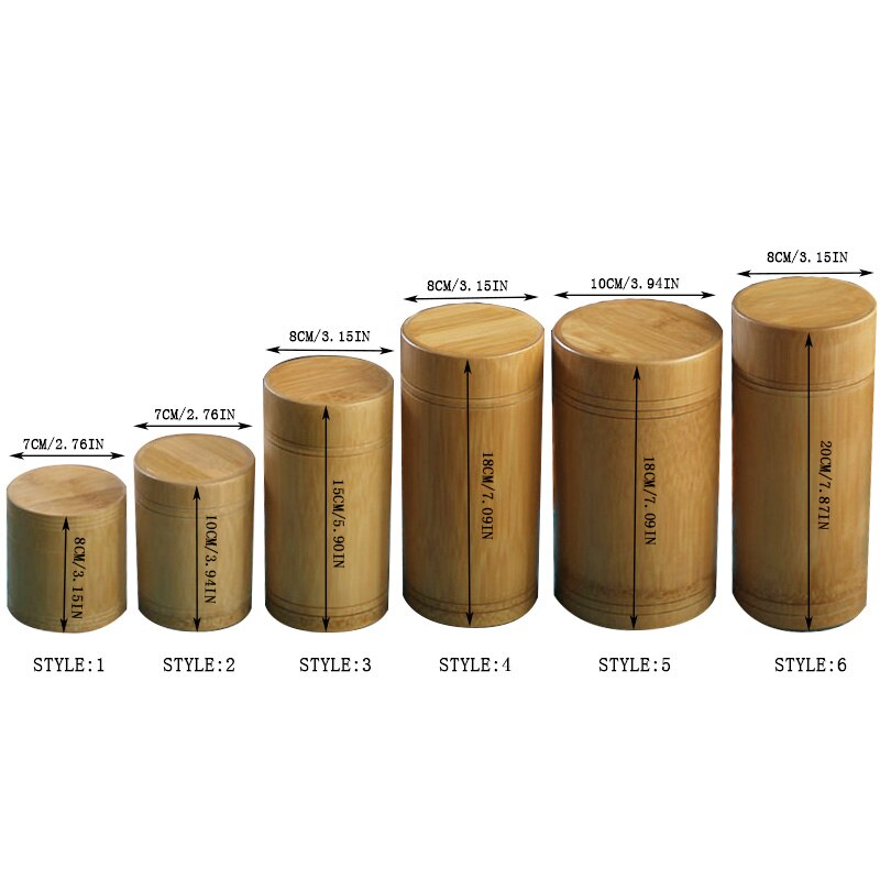 6 storlek vintage bambu te låda förvaringslåda te behållare lådor te burk caddy sigill förvaring flaska fall handgjorda arrangör krydda burk