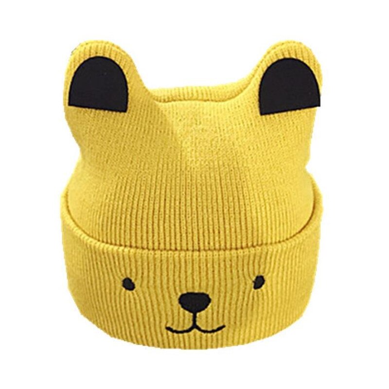 Baby Knitted Cap Autumn Winter Cartoon Puppy Pattern Set Head Hat Leisure Solid Color Baby Keep Warm Wool Caps TG0089