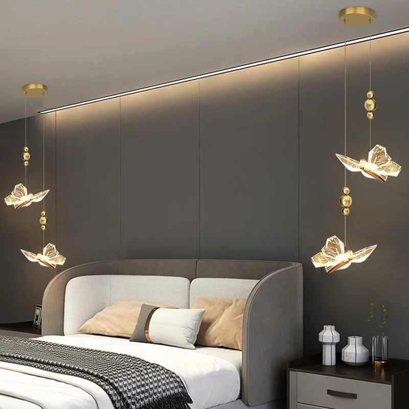 Lampy wiszące doprowadziło w kształcie motyli, oświetlenie wewnętrzne w stylu nordyckim robić domu, kuchni, salonu, sypialni, dekoracja nad sofę, lampa wisząca