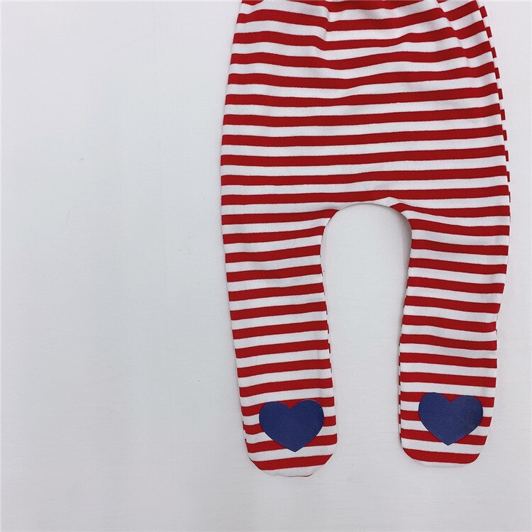 Le ragazze Del bambino Del Cuore Stampato Calzamaglie bambino ragazzo A Righe Collant Dei Bambini Calza di Cotone Abbigliamento per Bambini: 7723rosso / 9m