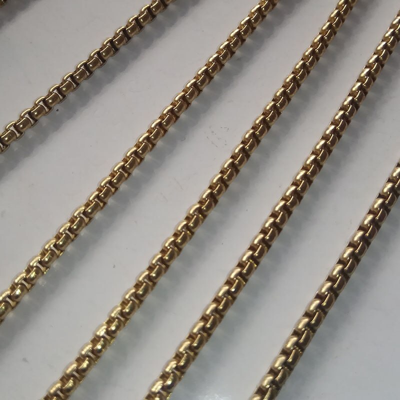 3mm Diameter original raw Solid Brass BOX chain Link Chains Metal Cords for Diy Accessories handmade Making