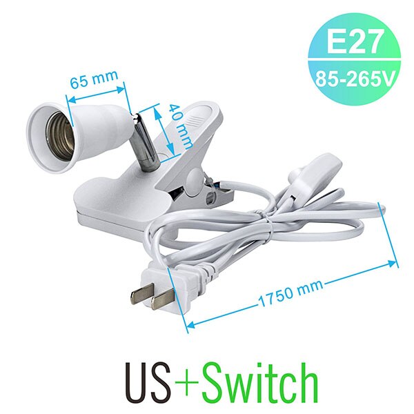 Lamp holder Lamp Base Socket Lamp Holder EU US Plug E27 85-265V Adapter Independent Flexible Extension Switch DIY For Pendant La: SW-US