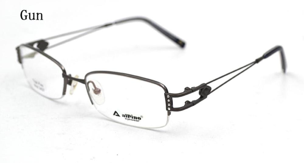 Crystal Decorated Woman Glasses Frames Semi Rim Titanium Hollow Out Temple Diamond Frame Women Prescription Eyeglasses D5: 4