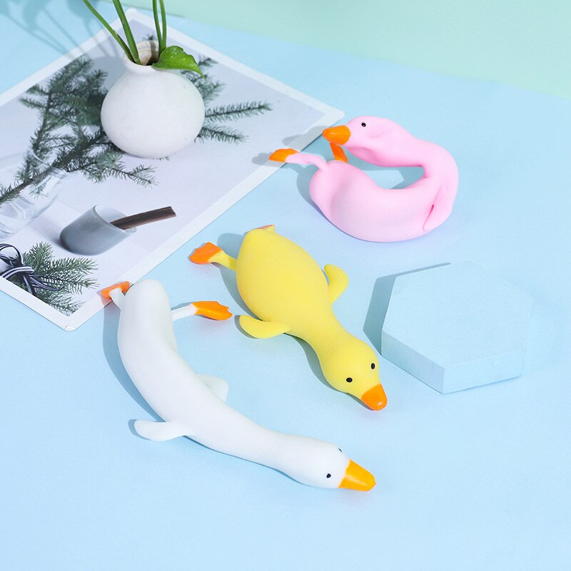 1PC Random Fun TPR Cute Cartoon Duck Stress Relief Squeeze Reliever Squish Toy