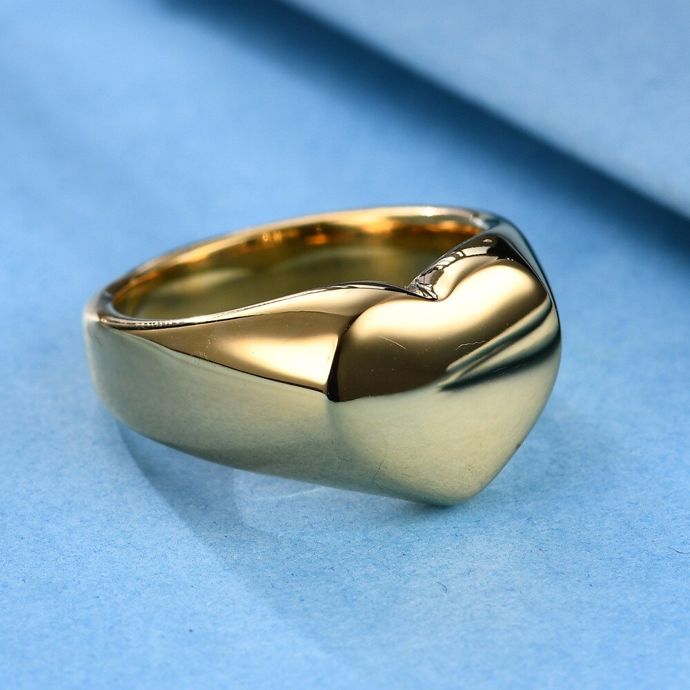 316L Stainless Steel High Polished Heart Ring For Women Gold Color Not Fade Woman Man Lover Rings