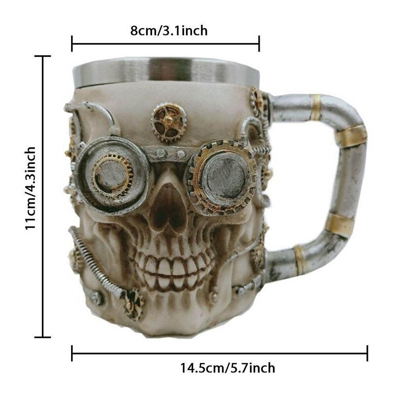 3D Gear Skull Beer Coffee Mug Cup Stainless Steel Tea Mug Cup 66CY