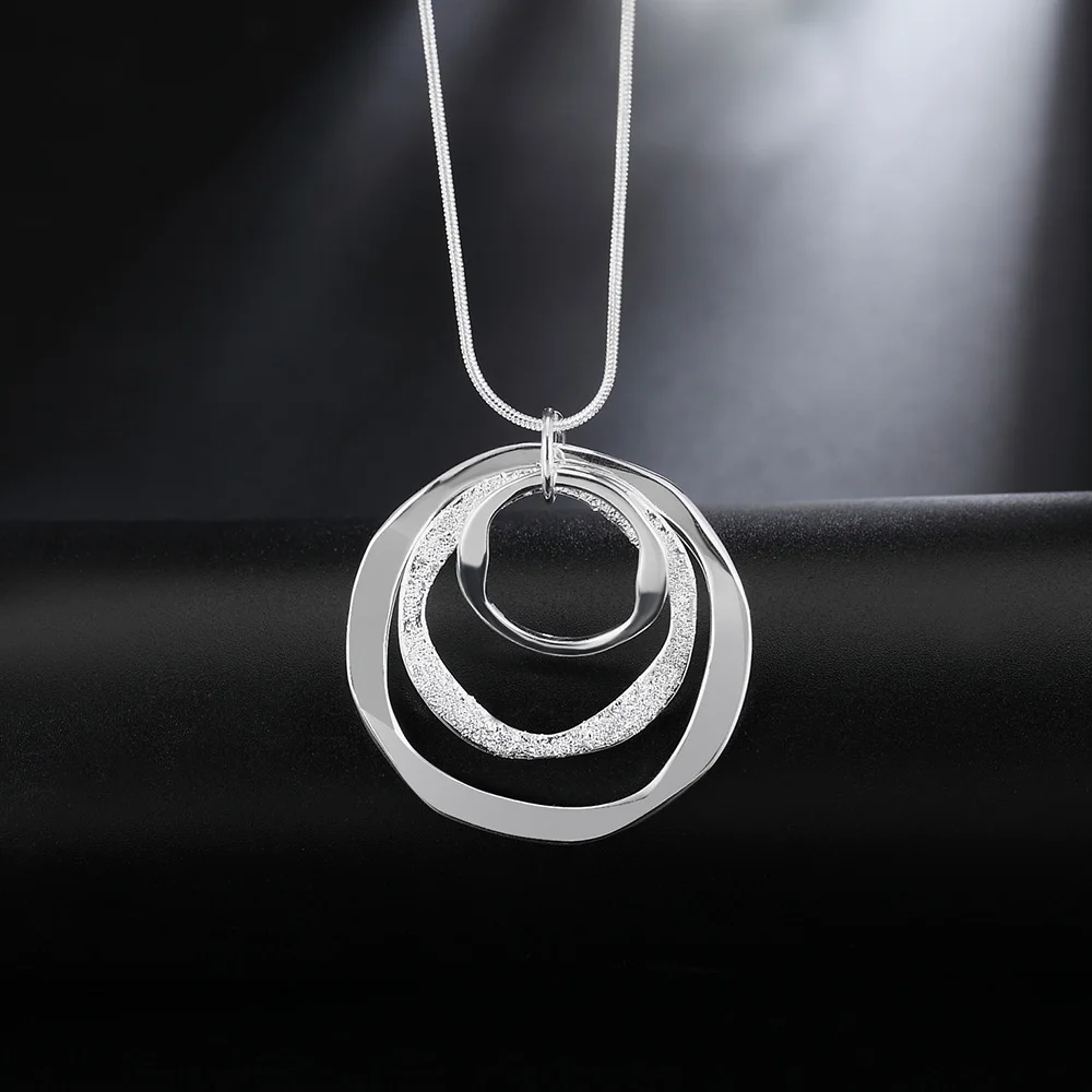 Dijes Nobel Plata de Ley 925 Bohemia tres círculos colgante collar para mujer boda joyería de navidad