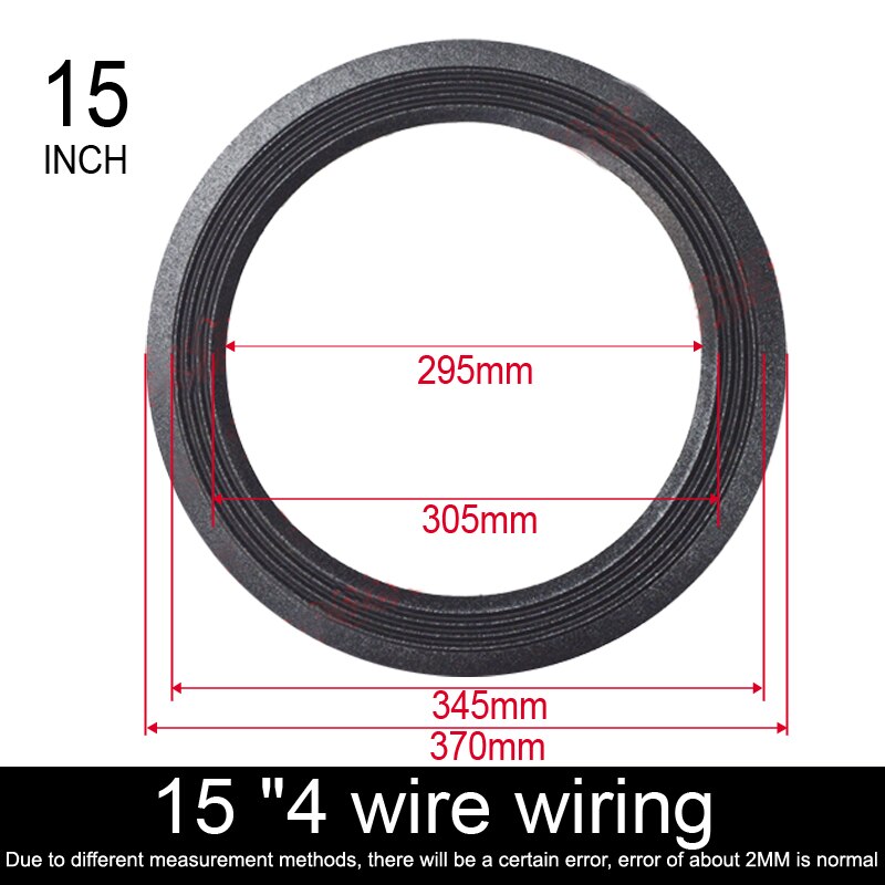 DIYLIVE-anillo plegable de borde de espuma, Subwoofer de 12-15 pulgadas, paño Borde de espuma, ajuste de mantenimiento (295 ~ 375mm) 12 15 18: 1 pieces / 4 wire wiring-373mm