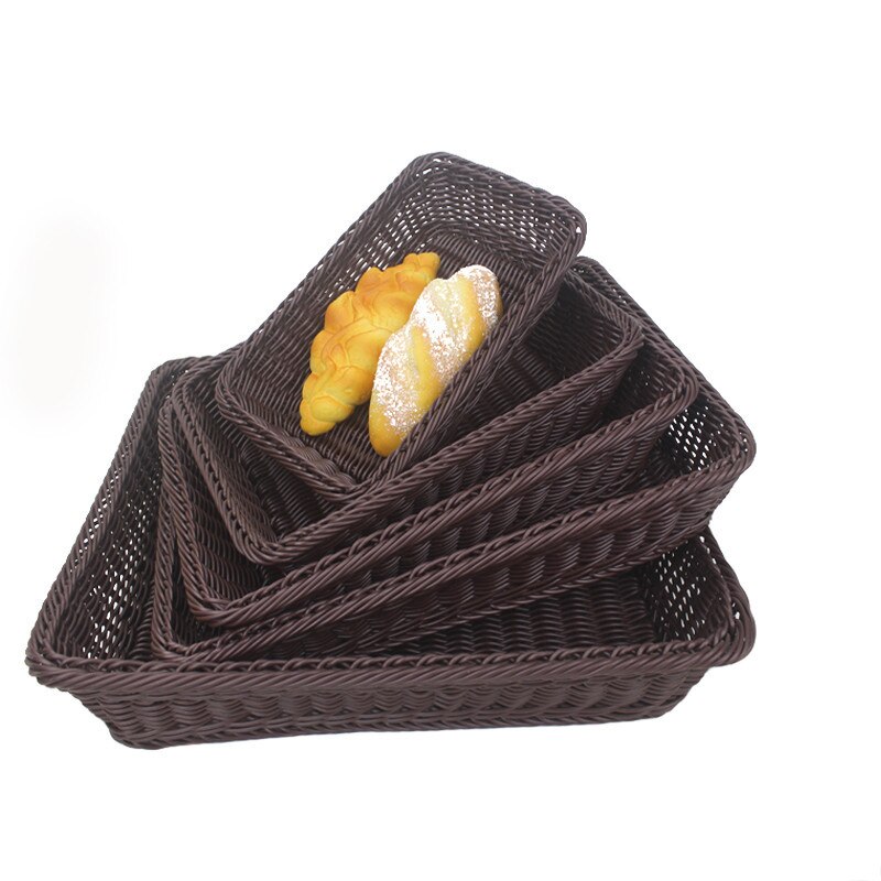 Bread Basket Rectangle Baking Cake Pans Proving Rattan Bread Basket Fermentation With cloth bag: Coffee L