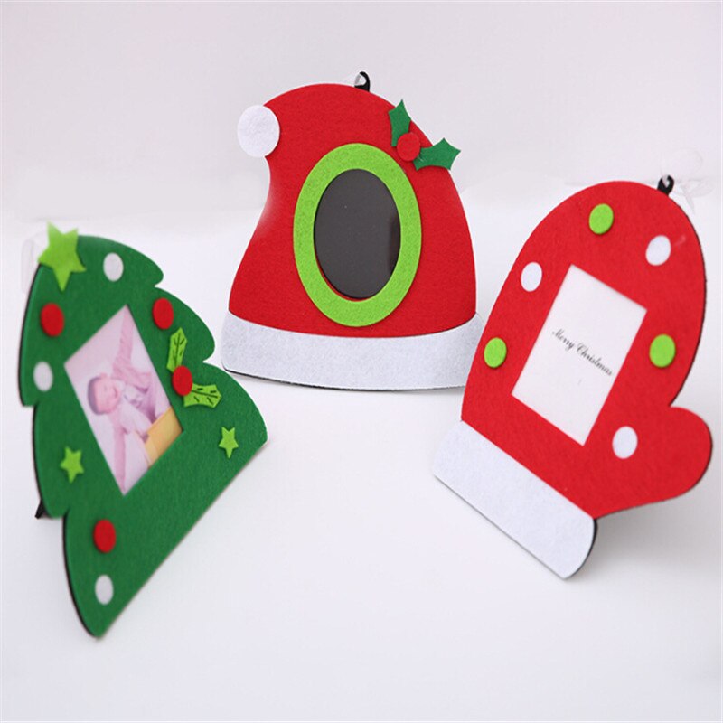 Christmas Photo Frame Christmas Home Decorations Hanging Decor Photo FrameNon-woven Picture Holder Frame Xmas Tree Ornaments