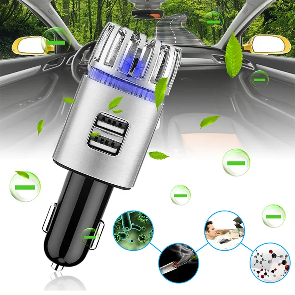 Purificador de aire para coche, Mini purificador iónico de anión de aire fresco para coche, barra de oxígeno, ionizador de ozono, limpiador, ambientador para vehículo, carga USB