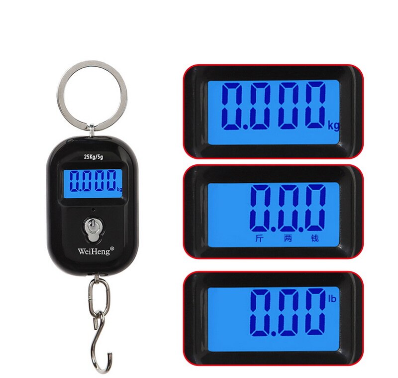 Portable Digital Mini Luggage Scale LCD Backlight Display Keychain Hanging Hook Scales Electronic Weighting 25Kg/55Lb