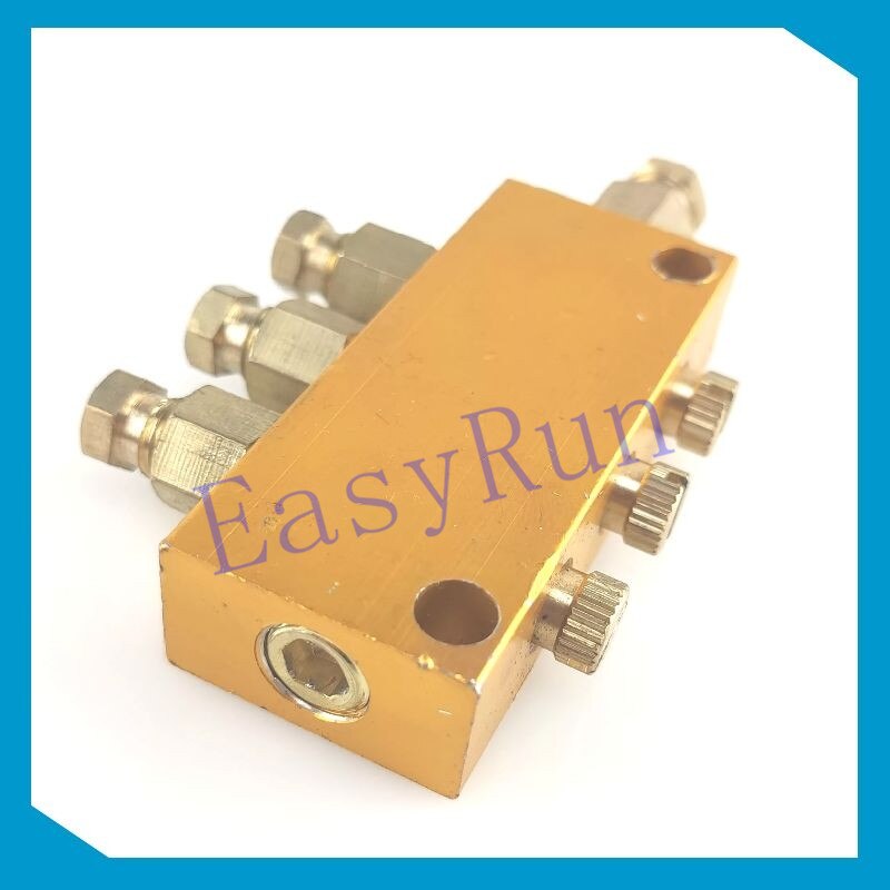 Details about Brass 3 Way Adjustable Lube Oil Grease Distributor Valve Manifold Block Centra
