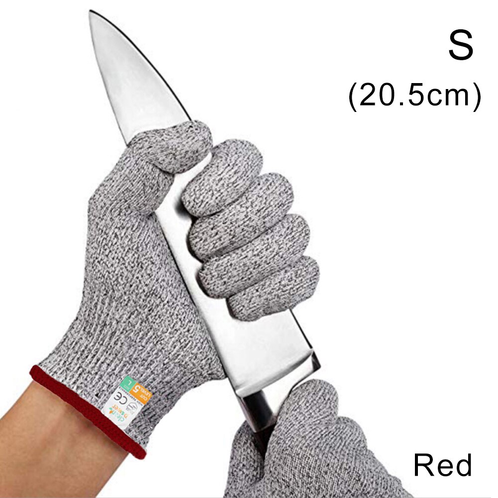 High-strength Grade Level 5 Protection Safety Anti Cut Gloves Kitchen Cut Resistant Gloves for Fish Meat Cutting Safety Gloves: Red-S-20.5CM