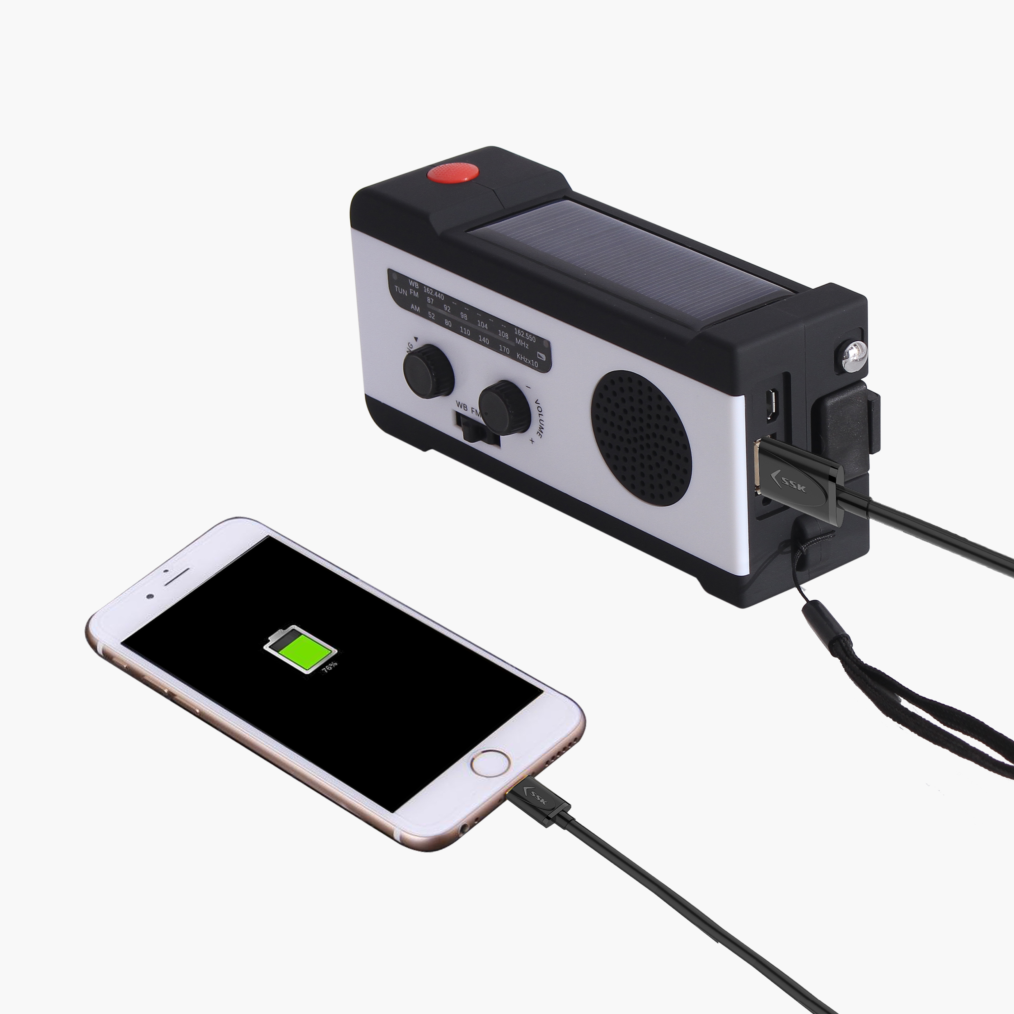 Radio Solar portátil AM/FM, con dinamo y linterna LED, cargadores de teléfono de emergencia de 2000mAh