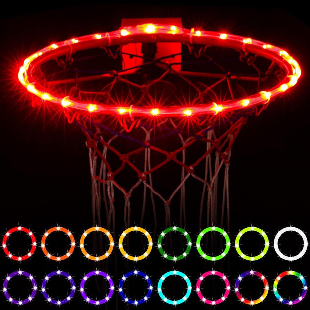 Basketball Hoop Light Battery-powered Remote Control Flexible Basketball Rim LED Light for Children