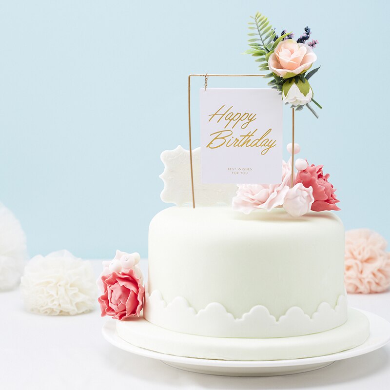 Happy Birthday Acrylic Cake Toppers with Flower Cake Toppers Birthday Party Baking Supplies Cake Decorating Flags Toppers: B07