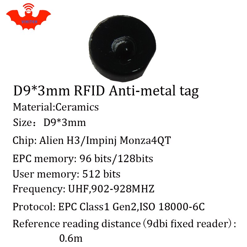 Uhf rfid anti-metal tag 915 mhz 868 mhz alien higgs 3 epcc 1 g 2 6c d9*3mm mycket små cirkulära keramik smartkort passiva rfid taggar