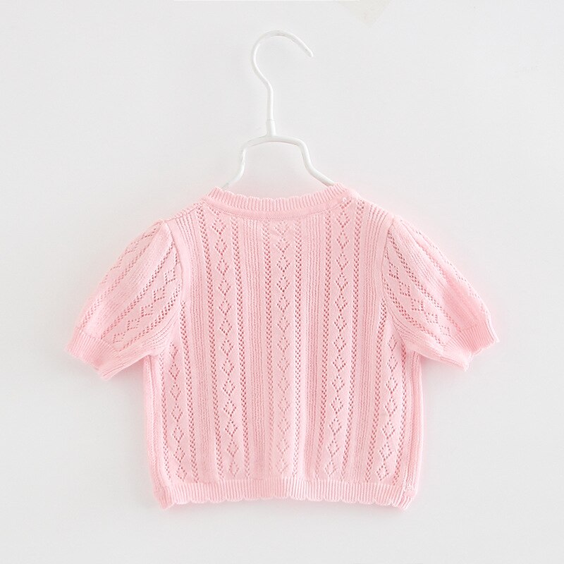 Sommer Neue Kinder Mädchen Hohl Knit Strickjacke Kurzarm Dünne Cape Jacke BB119