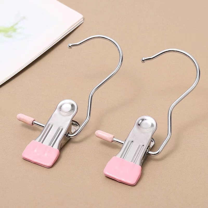 Pinzas para ropa de acero inoxidable, ganchos para colgar ropa, organizador de botas multiusos, perchas portátiles para almacenamiento en el hogar, 10 Uds.: Amarillo claro