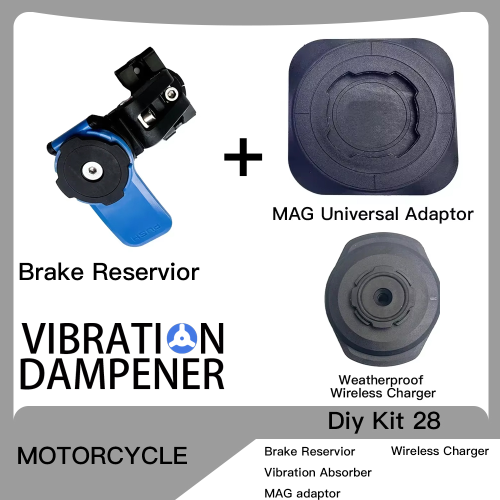 Motorcycle Handlebar Clamp Stem Fork Mount PRO Holder Phone Mount Vibration Dampener MAG Universal Adaptors Wireless Charger