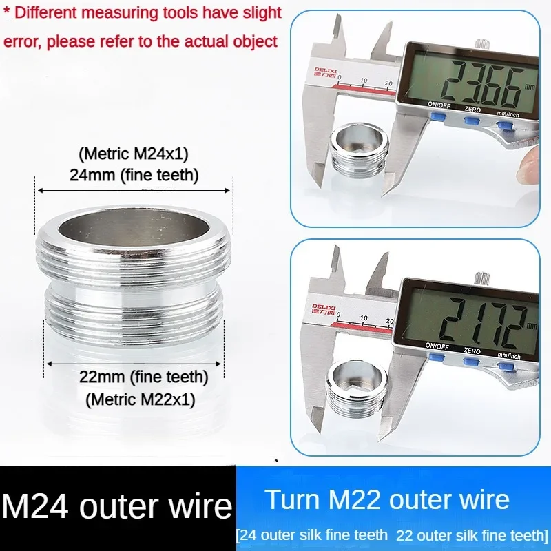 Kranadapter 24 omdreining 16 18 20 22 24 26 28 30 32mm innvendig og utvendig fintannet krankonverteringsgjengetilbehør