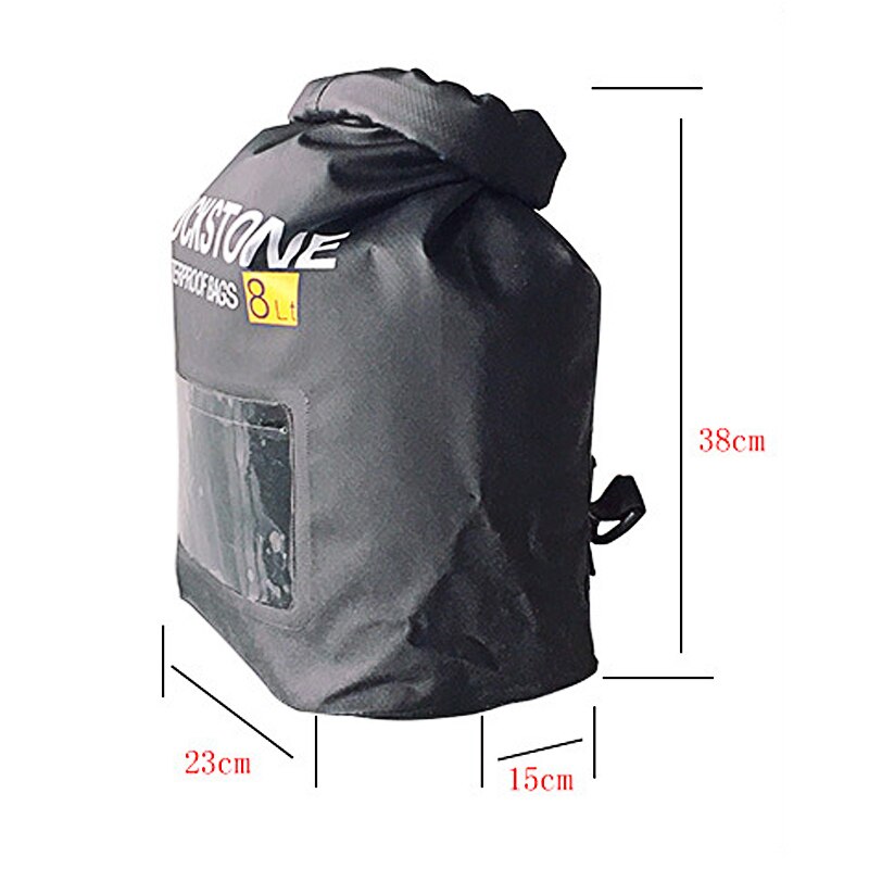 8L IPX5 Waterproof Dry Bag Visible Transparent Window Strap Portable Rafting Swimming Bags Outdoor Travel Camping Storage Case