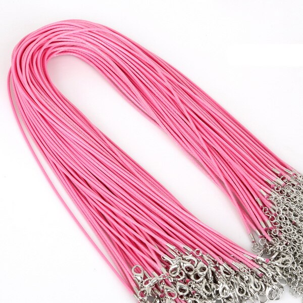 10 stücke Montage 1,5mm Leder String Schnur 45 + 5cm Ketten Karabinerverschluss Einstellbar Armband Charms Anhänger Für DIY Schmuck Erkenntnisse: Pink