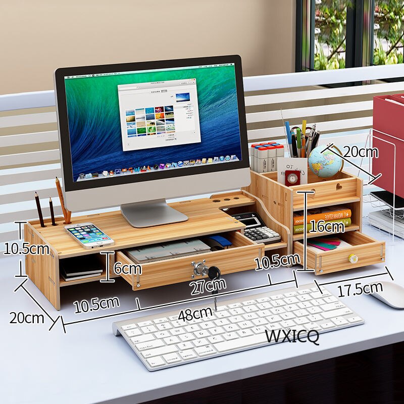 Computer Monitor Increase Rack Bracket File Rack Wooden Office Desk Storage Finishing Rack Shelf Storage Box Office Accessories