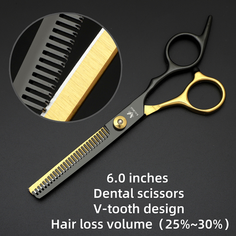 Kalmas kappersschaar set 6.0, kappersschaar set voor het knippen en uitdunnen van haar, salongereedschap: Bruin