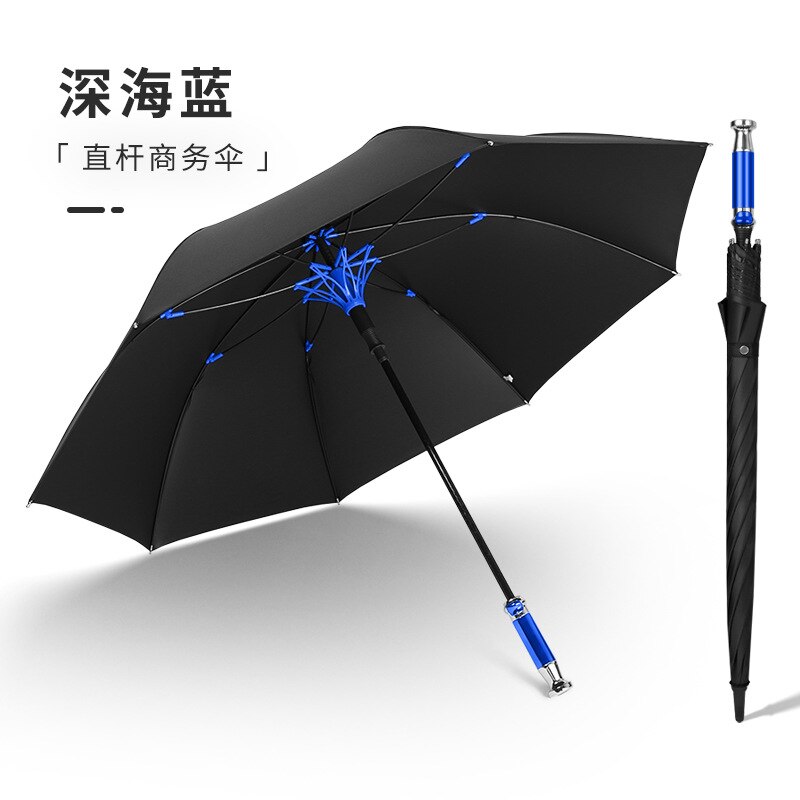 Paraguas de golf para hombre, sombrilla de mango largo automática resistente al viento, con recubrimiento negro, doble VIP: Blue handle