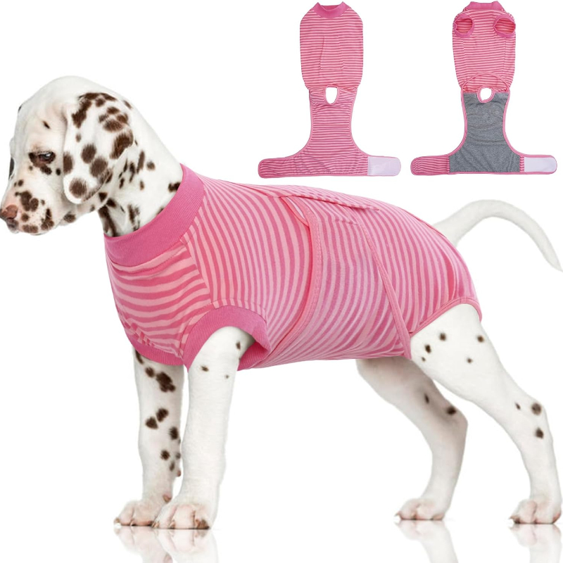 Herstelpak voor honden na operatie, zachte ademende hondenbodysuit E-kraag en kegel Alternatieve chirurgische kleding voor grote honden