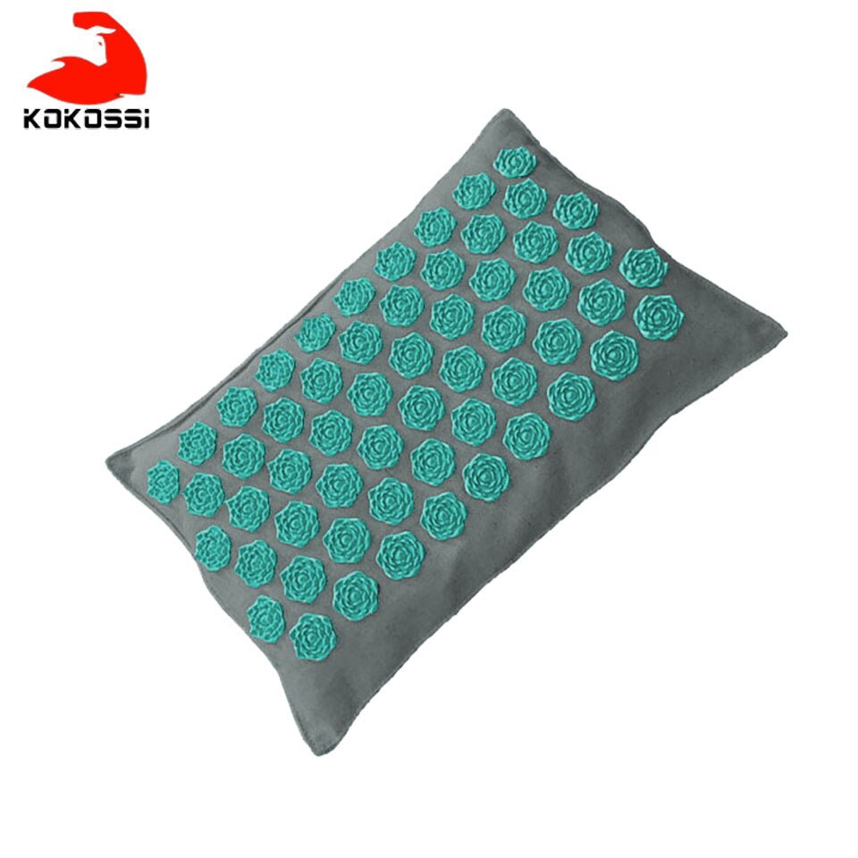 KoKossi-colchoneta de acupuntura de lino orgánico Natural, cojín de masaje con puntas de loto, esterilla de Yoga para alivio del dolor y espalda/cuello: All Blue Pillow