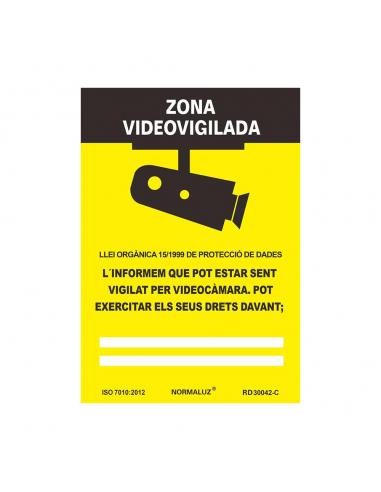 Normaluz RD30042 - Segnale in PVC per zona videosorveglianza 21 x 30 cm (design 2024) Cartello omologato dall'AEPD Agenzia spagnola per la protezione dei dati, spagnola
