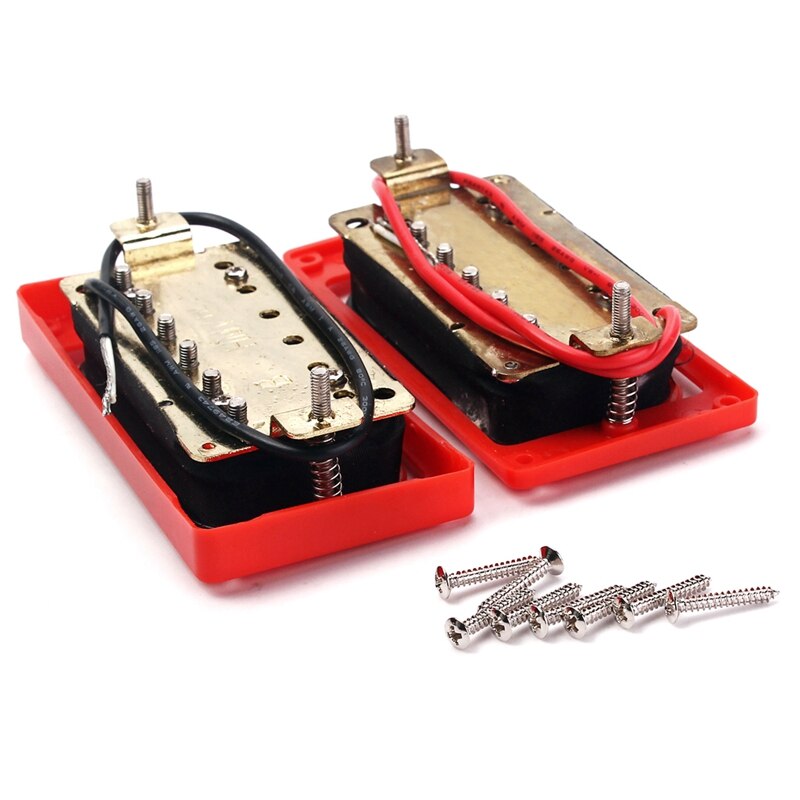 1 Set Of 2Pcs Red &amp; Black Humbucker Double Coil Pickups Neck Bridge for Lp Electric Guitar Pickups