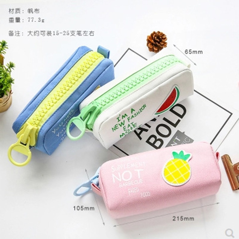 coloré grande capacité porte-crayon Kawaii dessin animé stylo sac boîte mignon toile crayon école papeterie fournitures 050022