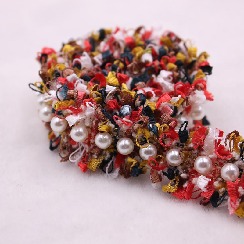 Polyester imitatie parel kralen kant lint gevlochten afwerking kleding benodigdheden huis textiel kleding versiering 2cm breed: 6
