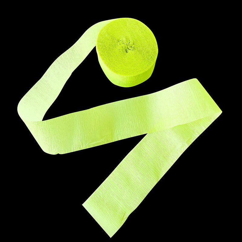 4 Rolls Fluorescent Crepe Paper Garland Streamer Luminous Neon Party Supplies Black Light Birthday Party Decor Kids: yellow