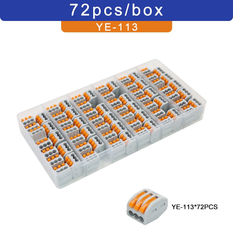 Electrical wiring terminals set cage spring universal fast terminal household connectors for connection push-in terminal block: YE-113 72P