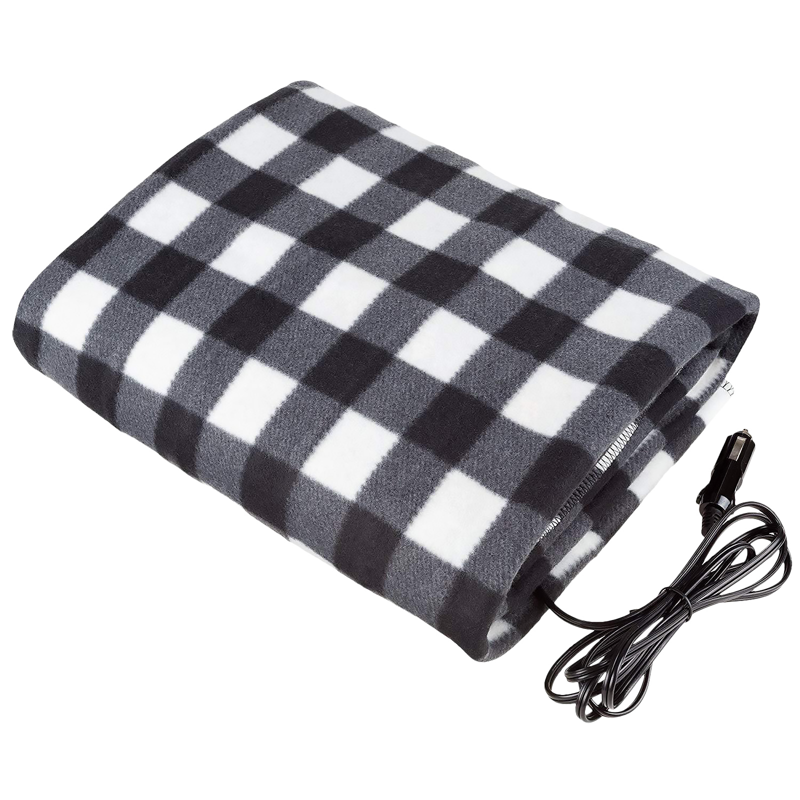 Electric Car Blanket Heated 12 Volt Fleece Travel Throw Rug for Car Cold Weather Overheating Protection Blanket: black