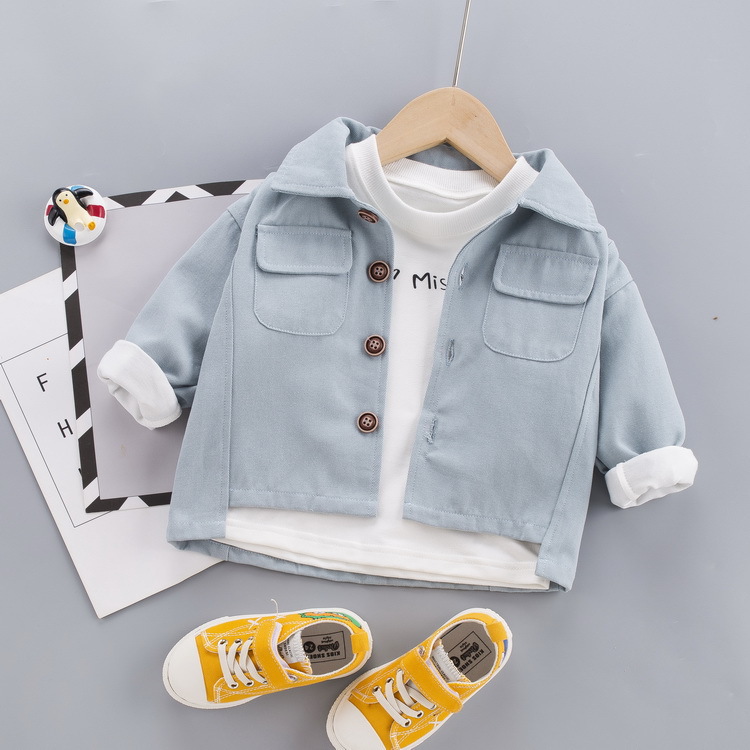 Nuova primavera autunno moda abbigliamento per bambini ragazzi ragazze cappotto in cotone solido giacca casual neonato top outwear: Gray / 4t-110cm