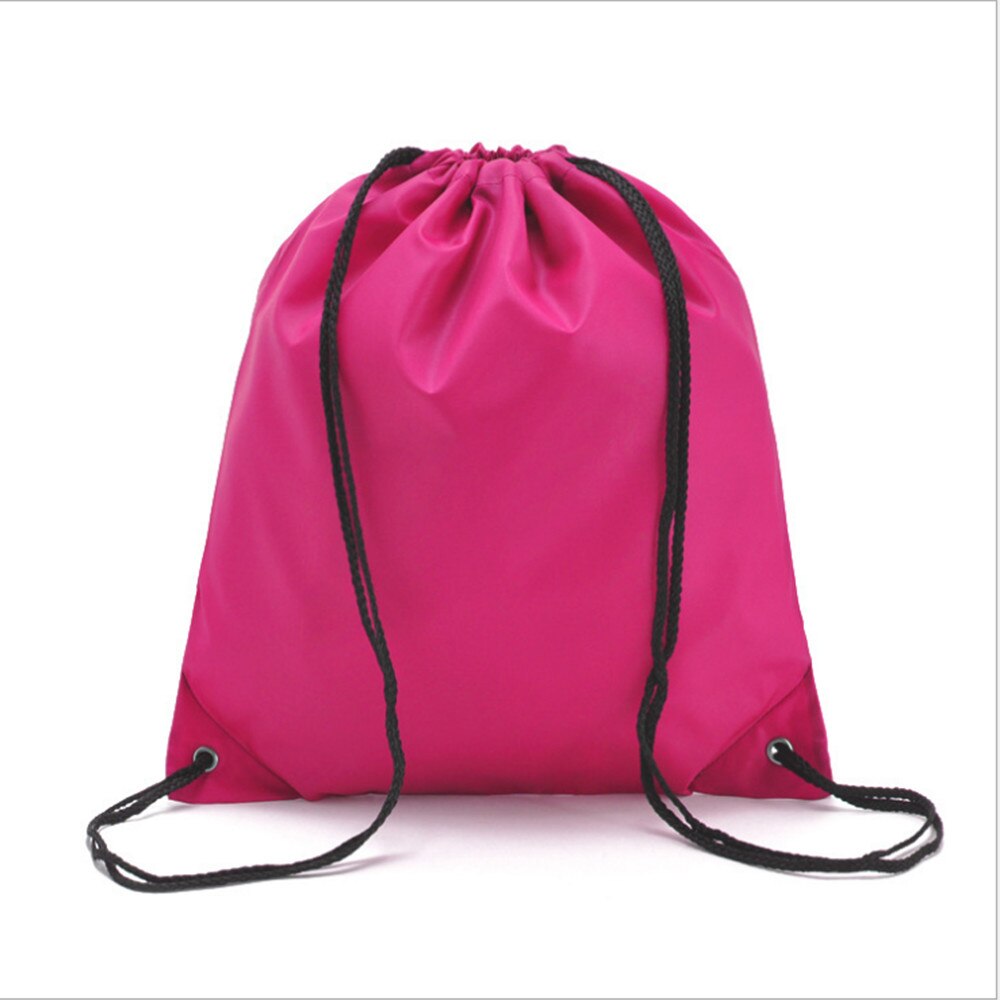 Portable Waterproof Drawstring Backpack Travel Gym Solid Storage Bag Beam Port Sports Bag 6 color: Rose Red