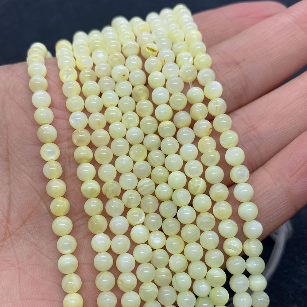 4mm gekleurde schelp kralen ronde losse kralen natuurlijke parelmoer schelp gespreide kralen sieraden maken DIY armband accessoires: Bruin