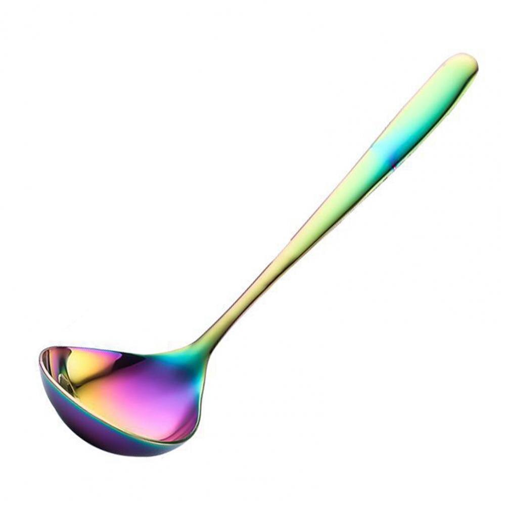 Soup Spoon Ergonomic Comfortable Grip Stainless Steel BPA Free Deep Head Stirring Ladle Kitchen Supplies: Neon